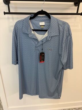 Greg Norman Collection Blue Patterned Golf Polo